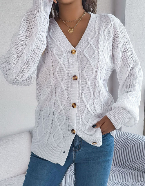 Load image into Gallery viewer, Cable-Knit Long Sleeve Cardigan
