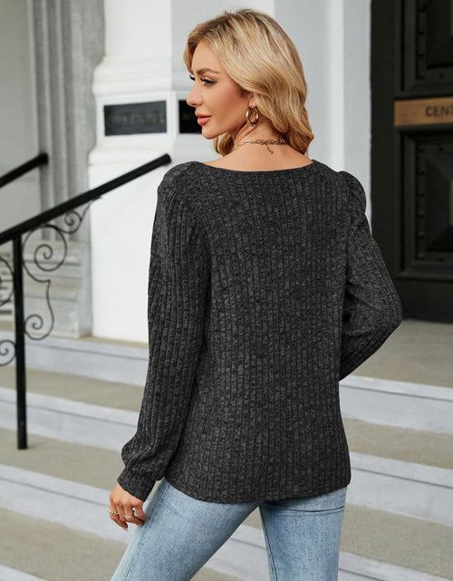 Load image into Gallery viewer, Ribbed Square Neck Long Sleeve T-Shirt

