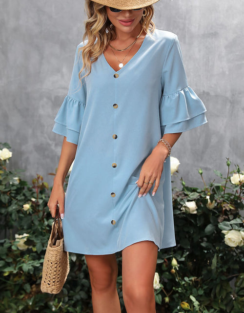 Load image into Gallery viewer, V-Neck Half Sleeve Mini Dress
