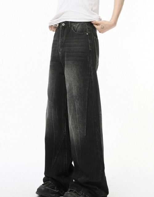Load image into Gallery viewer, Washed Lightning Pattern Wide Leg Jeans
