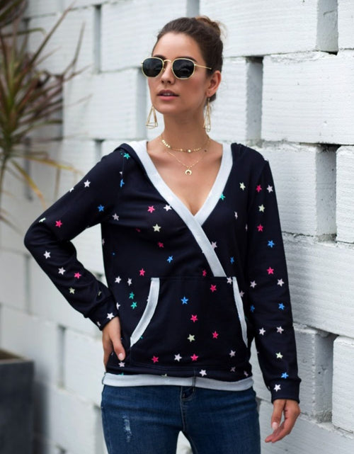 Load image into Gallery viewer, Star Print Kangaroo Pocket Hoodie
