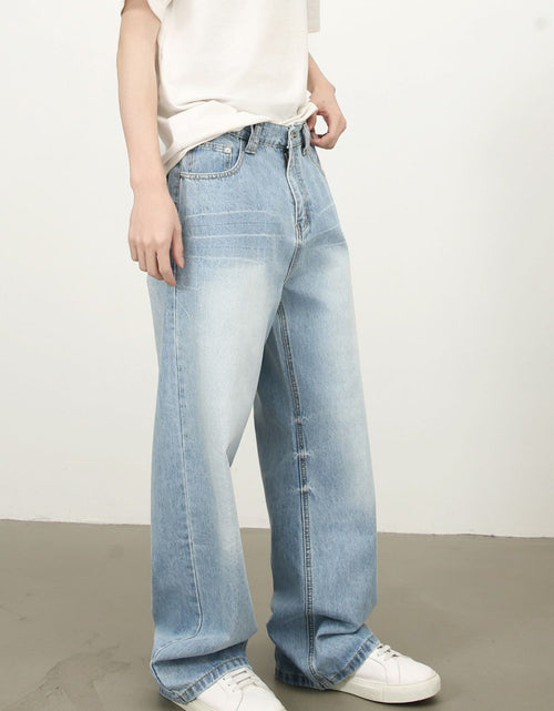 Load image into Gallery viewer, Men's Mid Rise Wide Leg Jeans with Pockets
