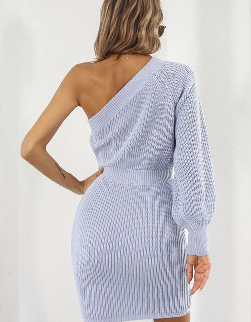 Load image into Gallery viewer, One Shoulder Raglan Sleeve Pencil Sweater Dress
