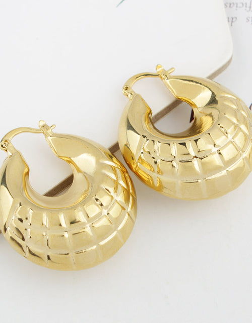 Load image into Gallery viewer, 14k Gold Puffy Bamboo Nugget Hoop Earrings (Copy)
