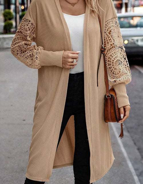 Load image into Gallery viewer, Open Front Lace Lantern Sleeve Cover-Up
