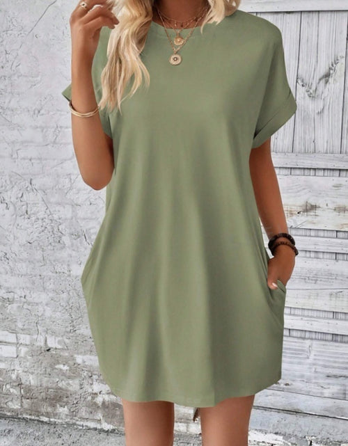 Load image into Gallery viewer, Short Sleeve Mini Tee Dress with Pockets
