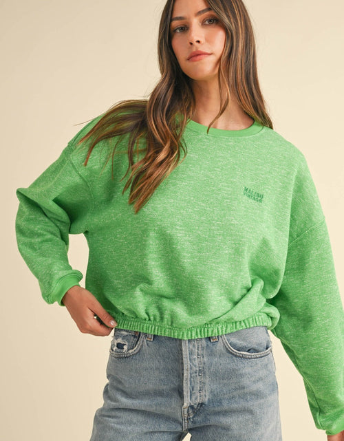 Load image into Gallery viewer, Mable Round Neck Letter Embroidery Crop Sweatshirt
