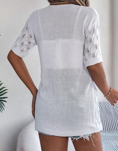 Load image into Gallery viewer, Openwork Open Front Short Sleeve Cardigan
