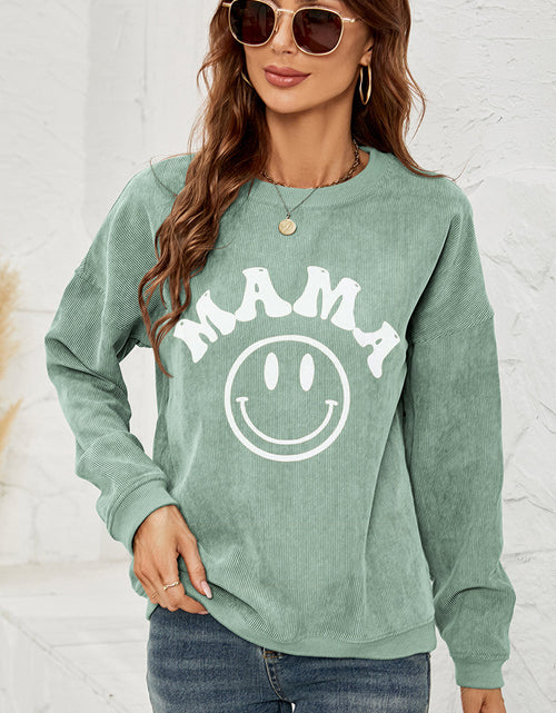 Load image into Gallery viewer, Round Neck Long Sleeve MAMA Graphic Sweatshirt

