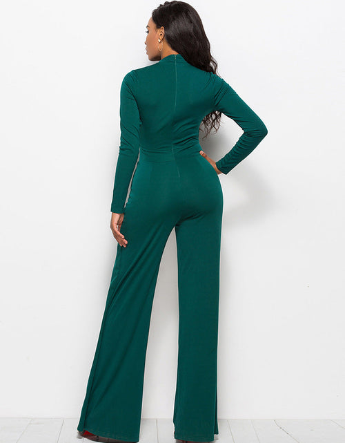Load image into Gallery viewer, Long Sleeve Mock Neck Wide Leg Jumpsuit
