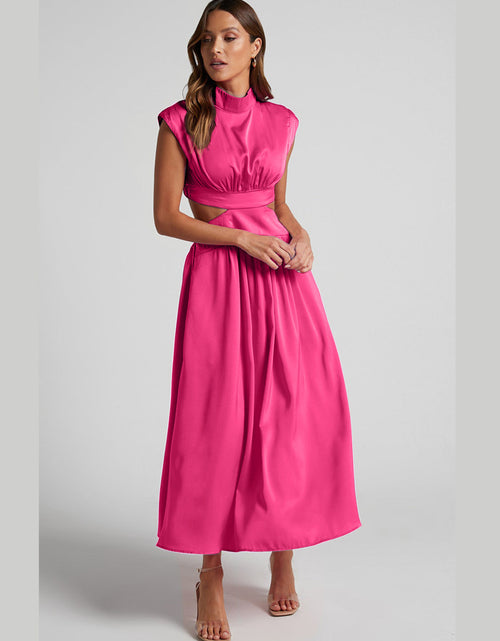 Load image into Gallery viewer, Cutout Mock Neck Sleeveless Ruched Dress
