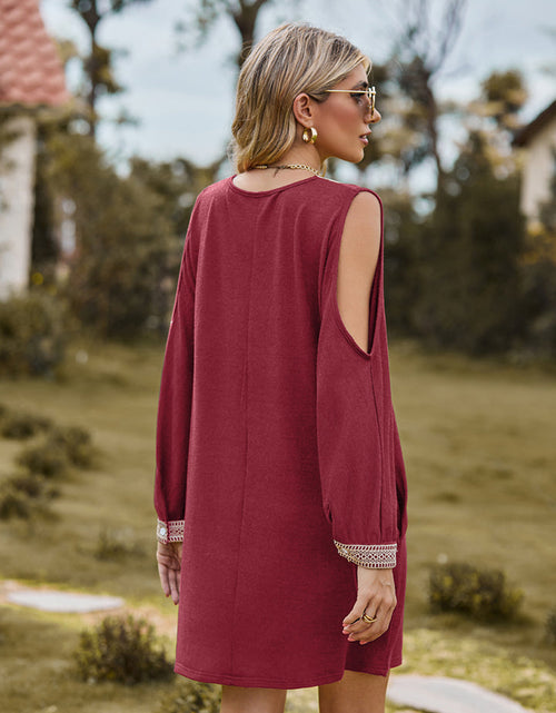 Load image into Gallery viewer, V-Neck Cutout Sleeve Mini Dress
