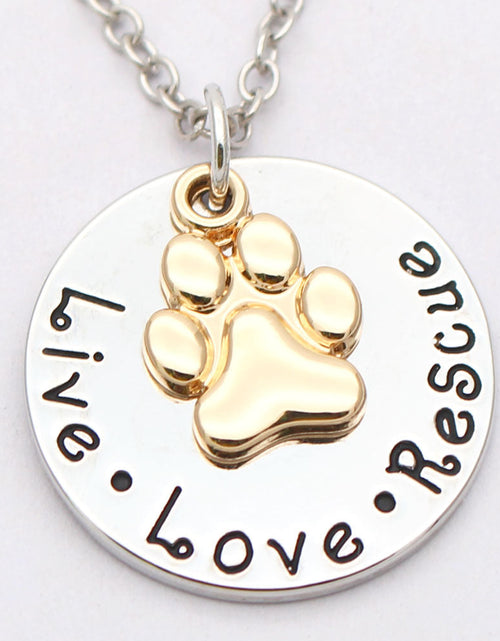Load image into Gallery viewer, Pet Lover Dog Paw Necklace or Keychain "Live · Love · Rescue" by Furr Baby Gifts
