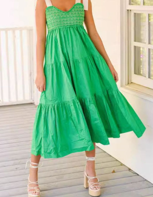Load image into Gallery viewer, Tiered Tie Shoulder Midi Cami Dress
