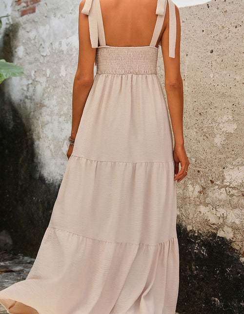 Load image into Gallery viewer, Perfee Tie Shoulder Smocked Tiered Dress
