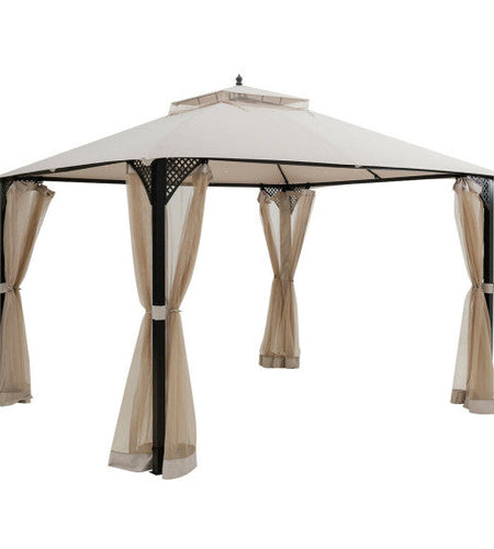 12’ x 10’Outdoor Double Top Patio Gazebo-Beige