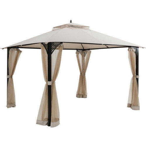 Load image into Gallery viewer, 12’ x 10’Outdoor Double Top Patio Gazebo-Beige
