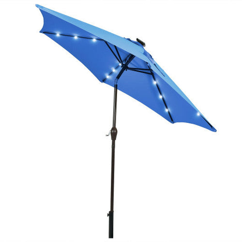 Load image into Gallery viewer, 9 Feet Solar LED Lighted Patio Market Umbrella Tilt Adjustment Crank Lift-Blue
