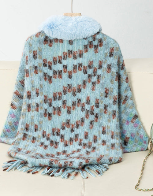 Load image into Gallery viewer, Fringe Fuzzy Open Front Poncho
