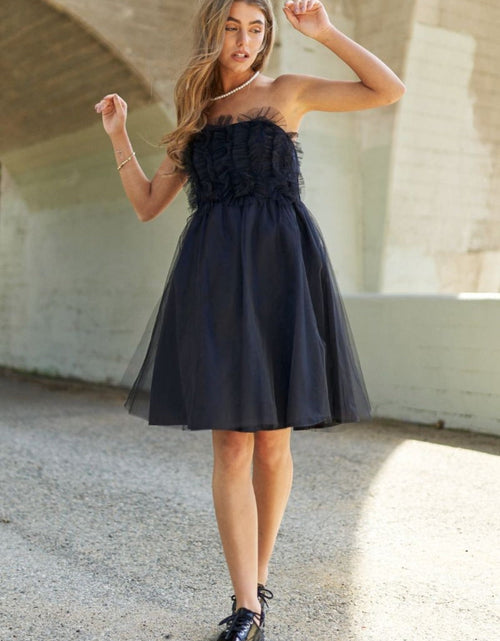 Load image into Gallery viewer, J.NNA Mesh Ruffle Tube Top Swing Dress
