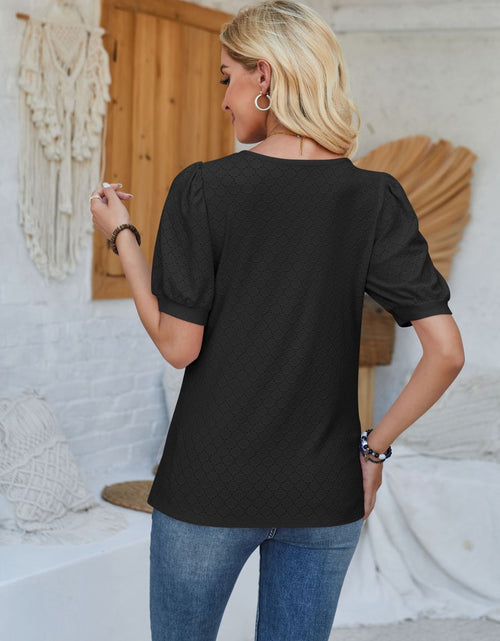 Load image into Gallery viewer, Eyelet Asymmetrical Neck Short Sleeve T-Shirt

