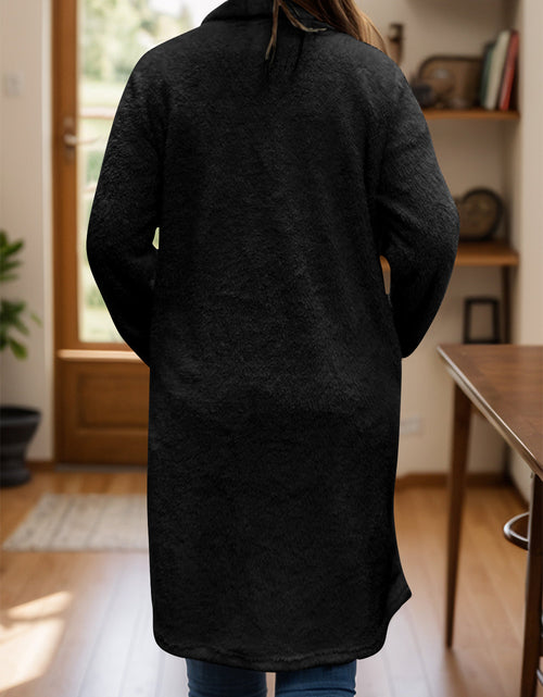 Load image into Gallery viewer, Full Size One Button Long Sleeve Longline Plush Coat
