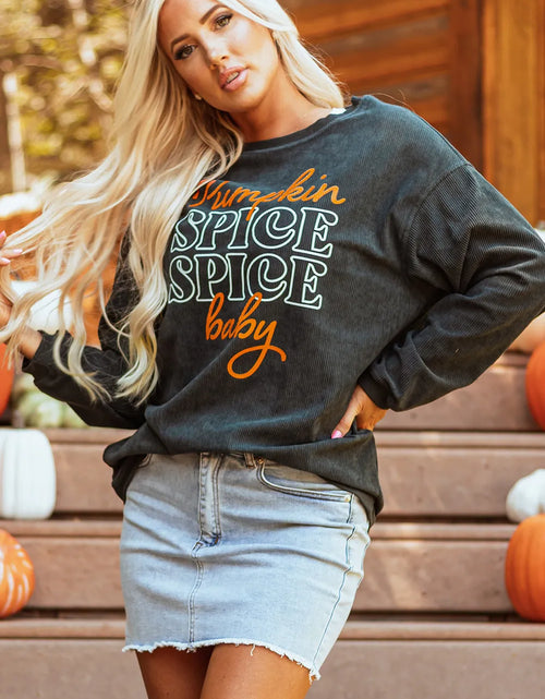 Load image into Gallery viewer, Letter Graphic Round Neck Long Sleeve Sweatshirt
