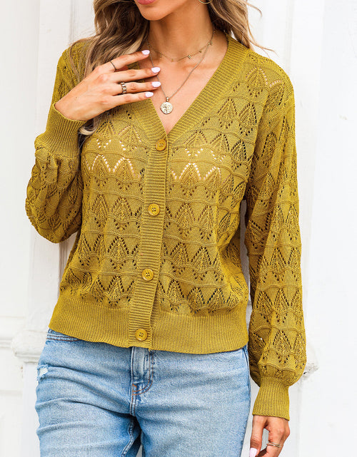 Load image into Gallery viewer, Openwork V-Neck Cardigan
