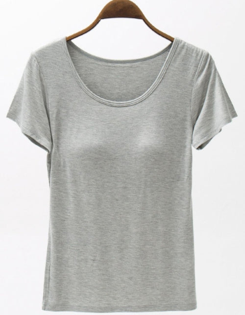 Load image into Gallery viewer, Round Neck Modal T-Shirt with Bra
