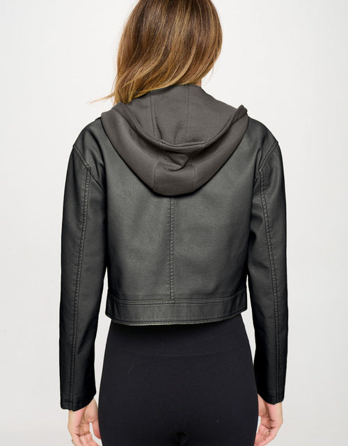Load image into Gallery viewer, Coalition LA Snap Down Cropped Hooded Jacket

