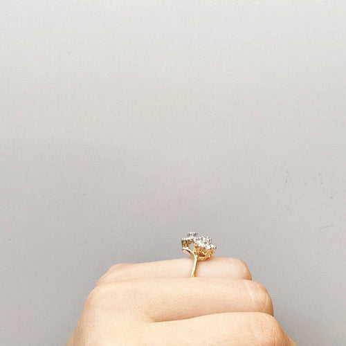 Load image into Gallery viewer, Women's Vintage 1970s Star Flower Cluster Ring set with Genuine Ruby or Austrian Crystals Made in USA by PVD Vintage Jewelry
