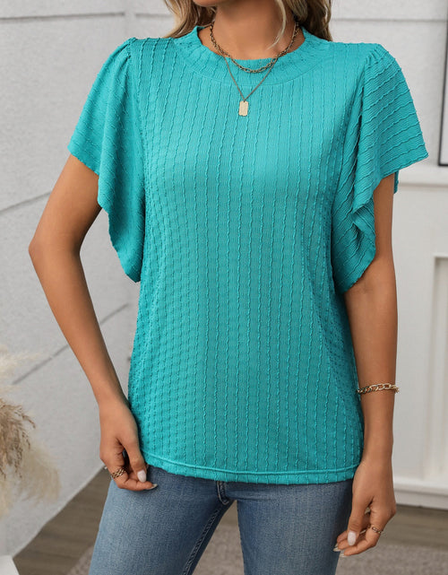 Load image into Gallery viewer, Round Neck Flutter Sleeve T-Shirt
