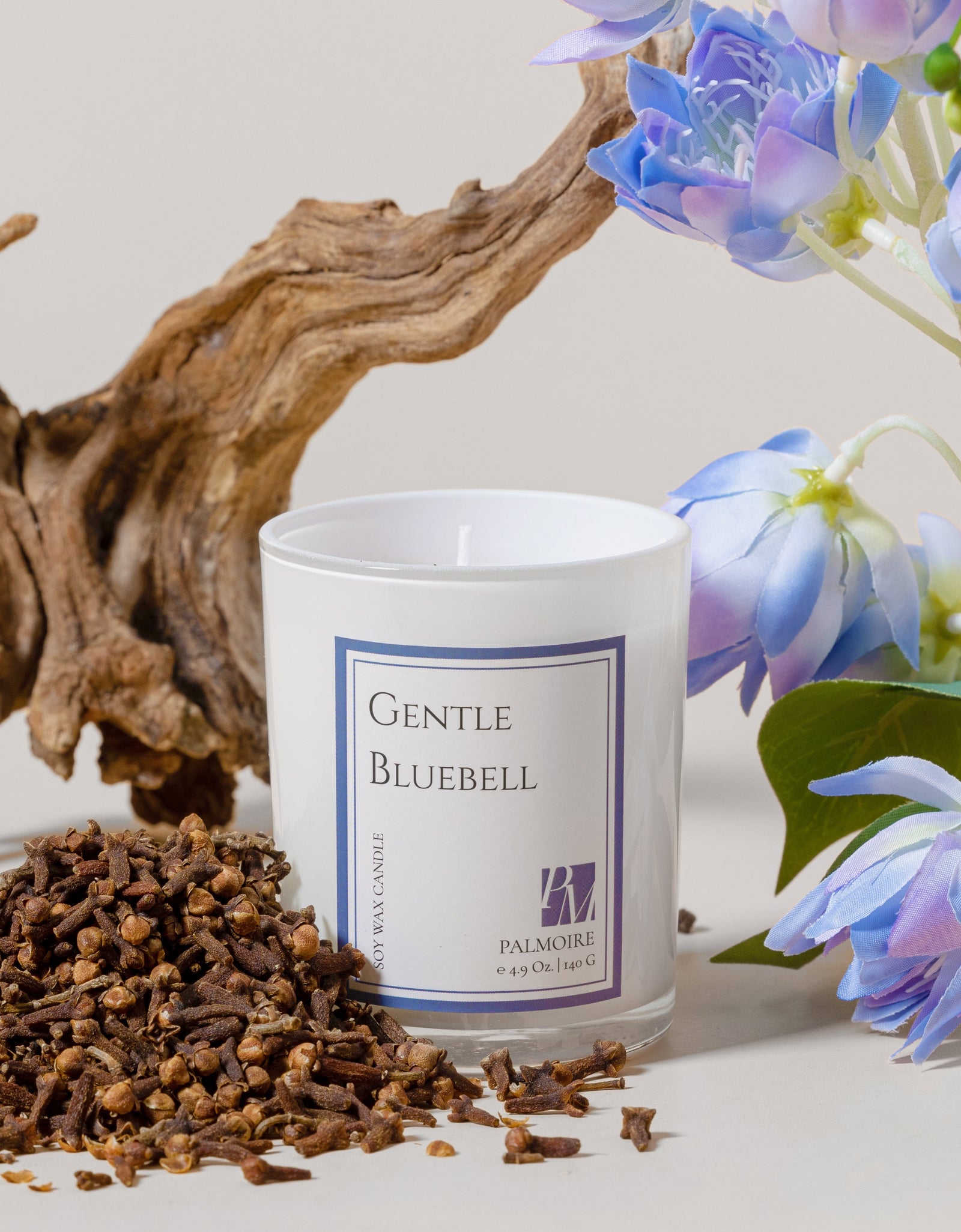 Gentle Bluebell Soy Wax Candle by PALMOIRE