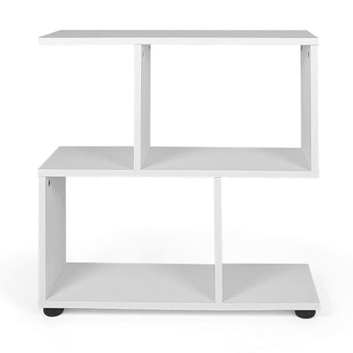 Load image into Gallery viewer, 24 Inch 3-Tier Geometric Bookshelf with Thick Foot Pads-White
