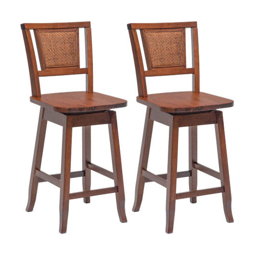 Load image into Gallery viewer, 2 Pieces 24.5 Inch Bar Stools with Rattan Back and Swivel Seat
