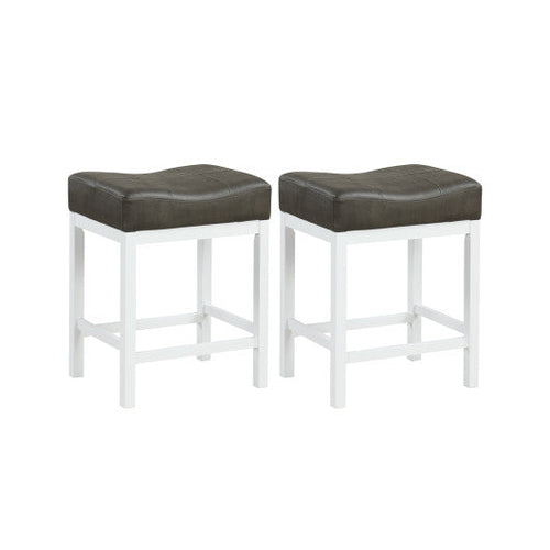 Load image into Gallery viewer, 24.5 Inches Linen Fabric Saddle Stools Set of 2 with Cushioned Seat-Black and White
