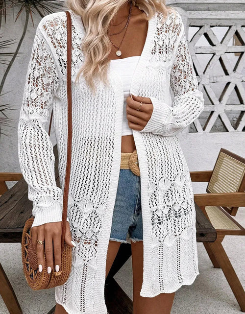 Load image into Gallery viewer, Openwork Open Front Long Sleeve Cardigan
