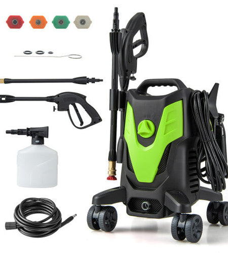 2400 PSI Electric Pressure Washer with 4 Universal Wheels-Green