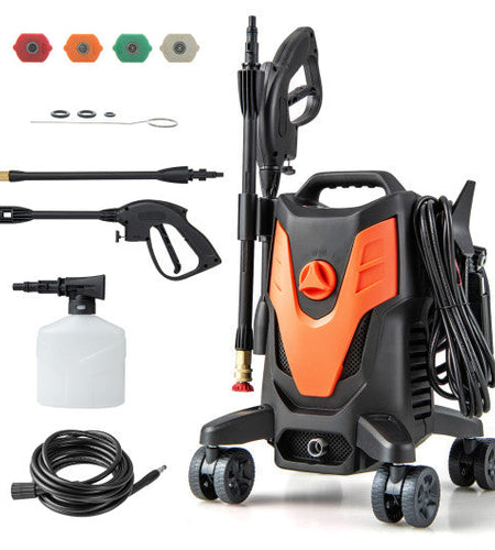 2400 PSI Electric Pressure Washer with 4 Universal Wheels-Orange