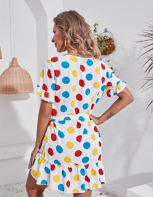 Load image into Gallery viewer, Tied Frill Short Sleeve Mini Dress
