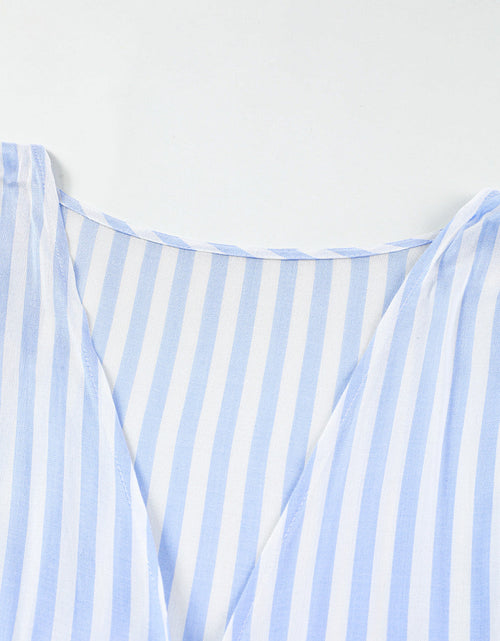 Load image into Gallery viewer, Bow Striped Kimono Sleeve Romper
