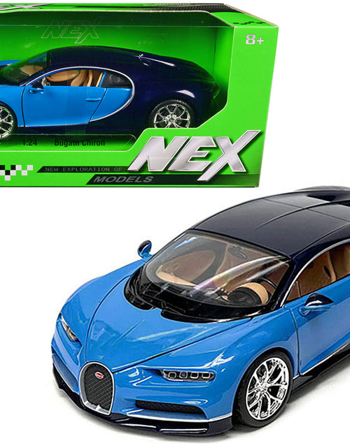 Load image into Gallery viewer, Bugatti Chiron Blue and Dark Blue Two-Tone "NEX Models" Series 1/24 Diecast Model Car by Welly
