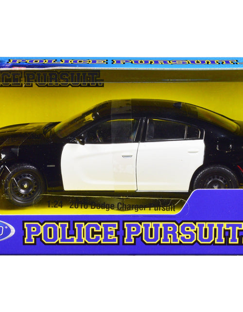 Load image into Gallery viewer, 2016 Dodge Charger Pursuit Police Interceptor Black and White Unmarked "Police Pursuit" Series 1/24 Diecast Model Car by Welly
