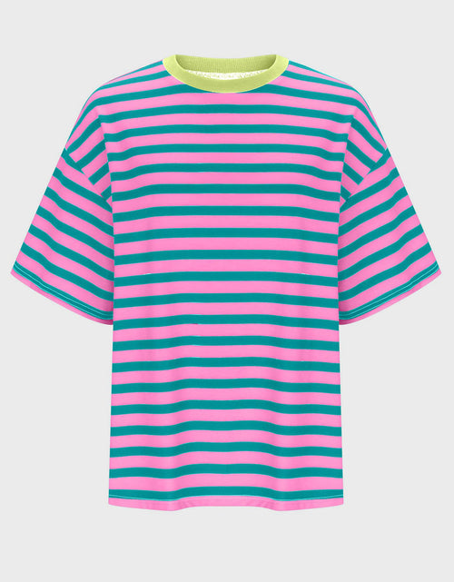 Load image into Gallery viewer, Striped Round Neck Half Sleeve T-Shirt
