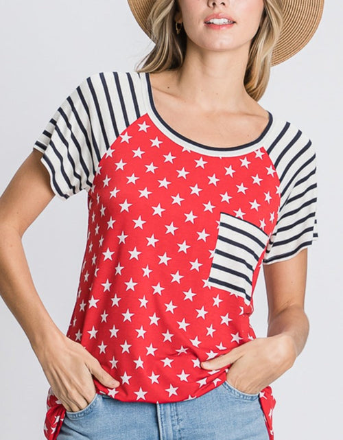 Load image into Gallery viewer, Heimish Full Size Star &amp; Striped Round Neck Short Sleeve T-Shirt Plus Size
