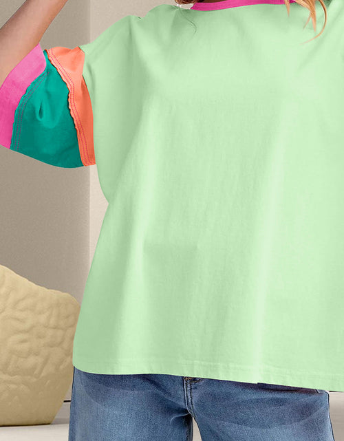 Load image into Gallery viewer, Color Block Round Neck Half Sleeve T-Shirt
