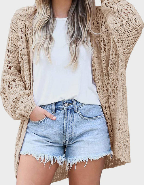 Load image into Gallery viewer, Openwork Open Front Long Sleeve Cardigan
