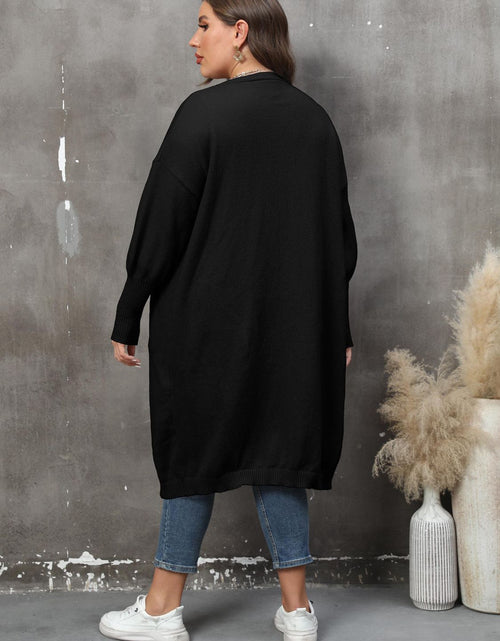 Load image into Gallery viewer, Plus Size Long Sleeve Pocketed Cardigan
