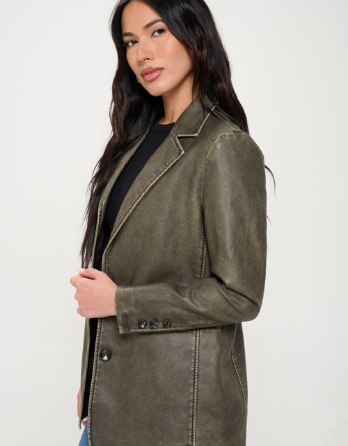 Load image into Gallery viewer, Coalition LA Single-Breasted Vegan Leather Blazer
