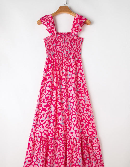 Load image into Gallery viewer, Ruffled Printed Wide Strap Dress
